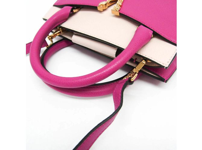 Borsa in pelle Virtus da donna di Versace Rosa Beige - vista 8
