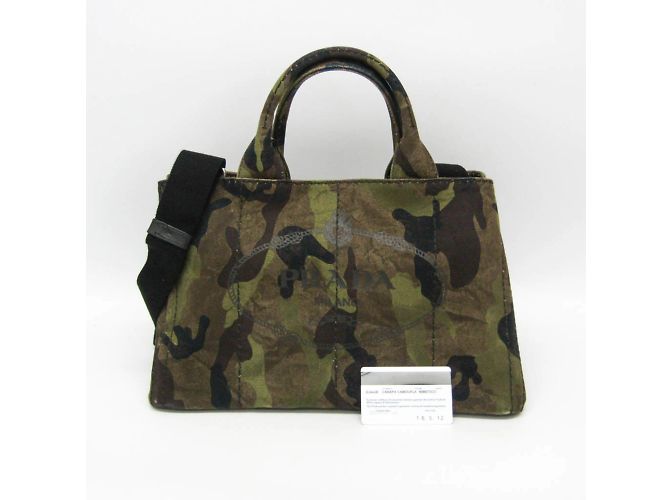 Borsa a mano camouflage Canapa di Prada Marrone Cachi - vista 2