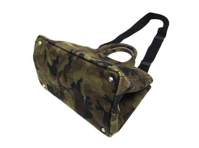 Borsa a mano camouflage Canapa di Prada Marrone Cachi - vista 3