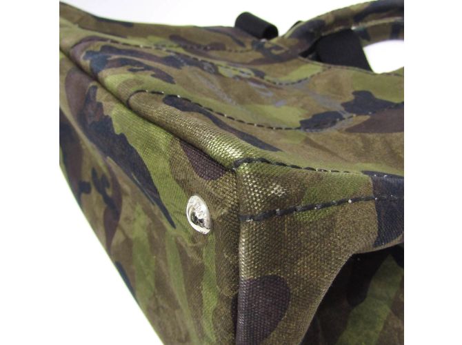 Borsa a mano camouflage Canapa di Prada Marrone Cachi - vista 5