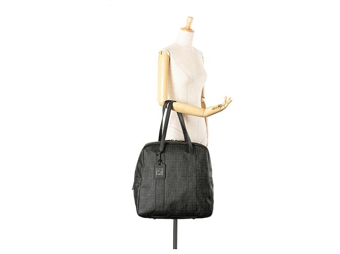 Fendi Graue Zucca beschichtete Canvas-Handtasche Braun Anthrazitgrau - Ansicht 10