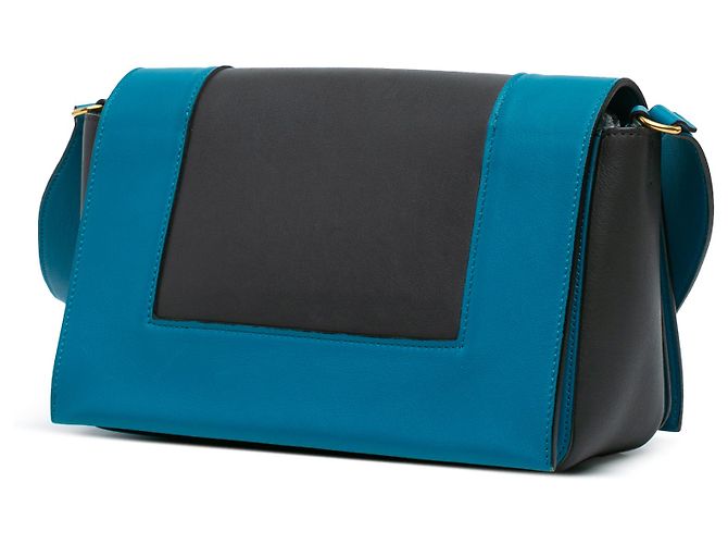 Céline Bolso de hombro de cuero negro Celine con marco Azul - vista 2