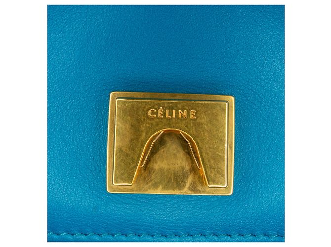 Céline Bolso de hombro de cuero negro Celine con marco Azul - vista 6