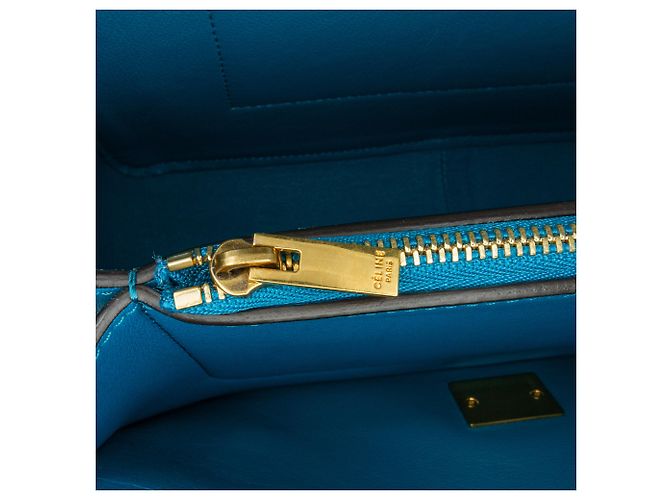 Céline Bolso de hombro de cuero negro Celine con marco Azul - vista 8