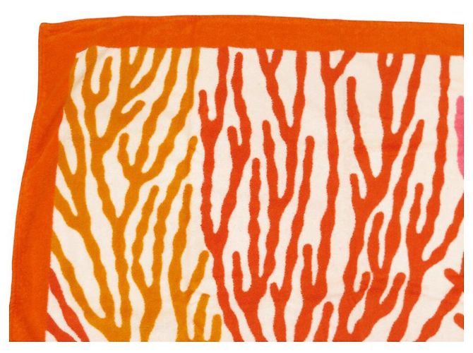 Hermès NEUF DRAP DE PLAGE HERMES CORAIL SERVIETTE DE BAIN COTON ORANGE BEACH TOWEL - vue 2