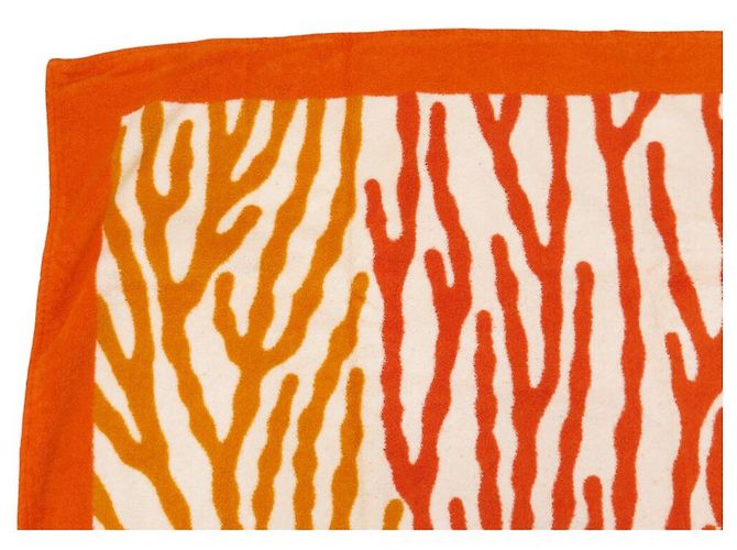 Hermès NEUF DRAP DE PLAGE HERMES CORAIL SERVIETTE DE BAIN COTON ORANGE BEACH TOWEL - vue 3