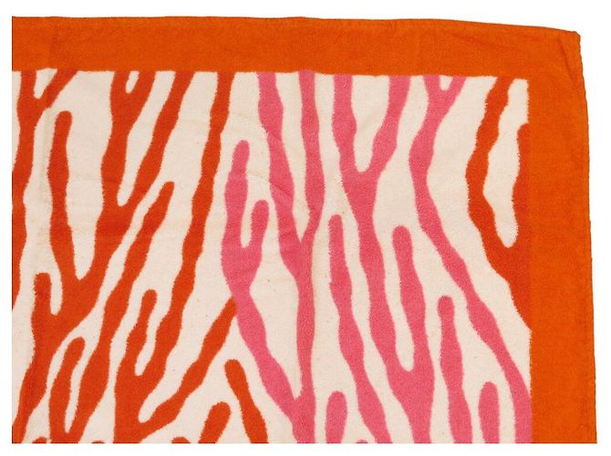 Hermès NEUF DRAP DE PLAGE HERMES CORAIL SERVIETTE DE BAIN COTON ORANGE BEACH TOWEL - vue 4