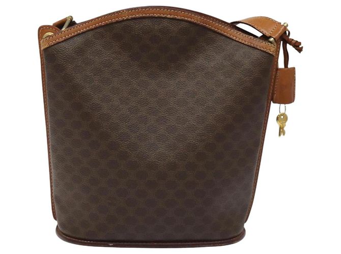 Céline Borsa a spalla in tela Macadam CELINE in pelle PVC marrone oro Auth BD091 D'oro - vista 2