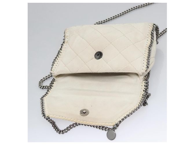 Autre Marque Borsa a spalla Stella MacCartney in suede bianco Auth BA375 - vista 10