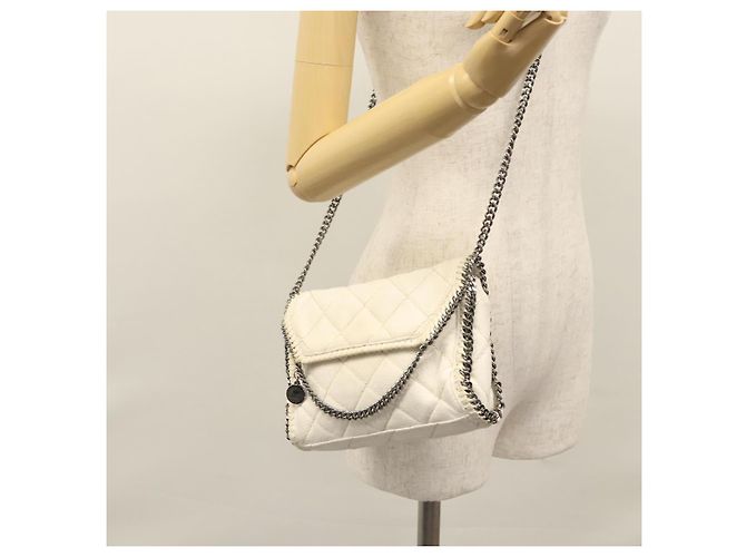 Autre Marque Borsa a spalla Stella MacCartney in suede bianco Auth BA375 - vista 24