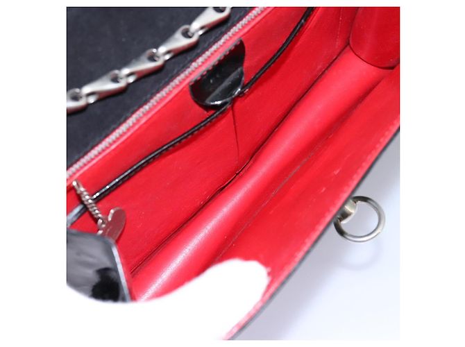 Céline Borsa a Spalla CELINE Chain Smalto Nero Argento Auth ar13323 - vista 11