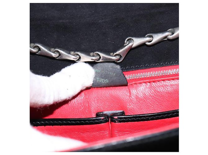 Céline Borsa a Spalla CELINE Chain Smalto Nero Argento Auth ar13323 - vista 12