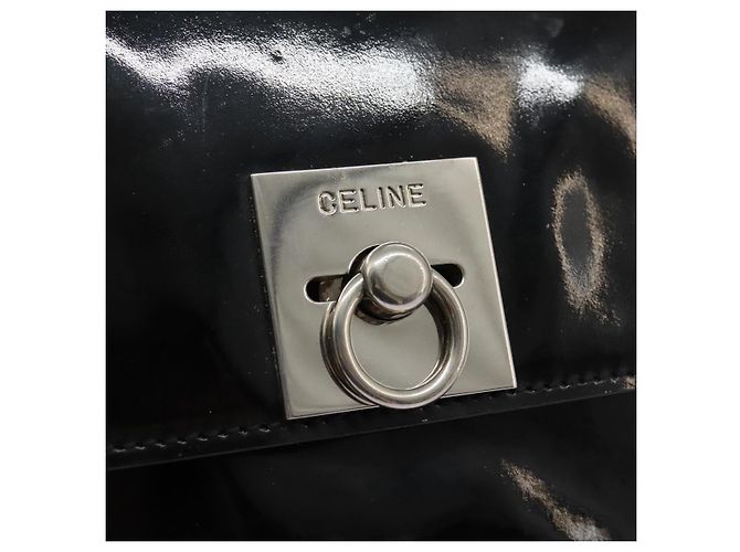 Céline Borsa a Spalla CELINE Chain Smalto Nero Argento Auth ar13323 - vista 18