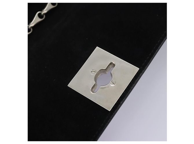 Céline Borsa a Spalla CELINE Chain Smalto Nero Argento Auth ar13323 - vista 19