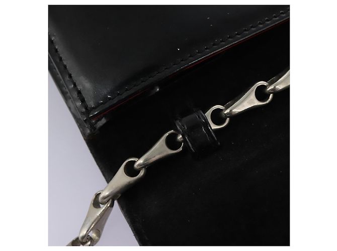 Céline Borsa a Spalla CELINE Chain Smalto Nero Argento Auth ar13323 - vista 21