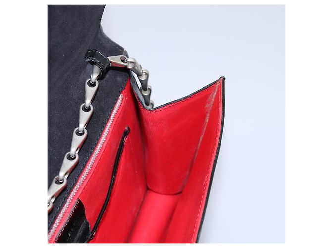Céline Borsa a Spalla CELINE Chain Smalto Nero Argento Auth ar13323 - vista 23