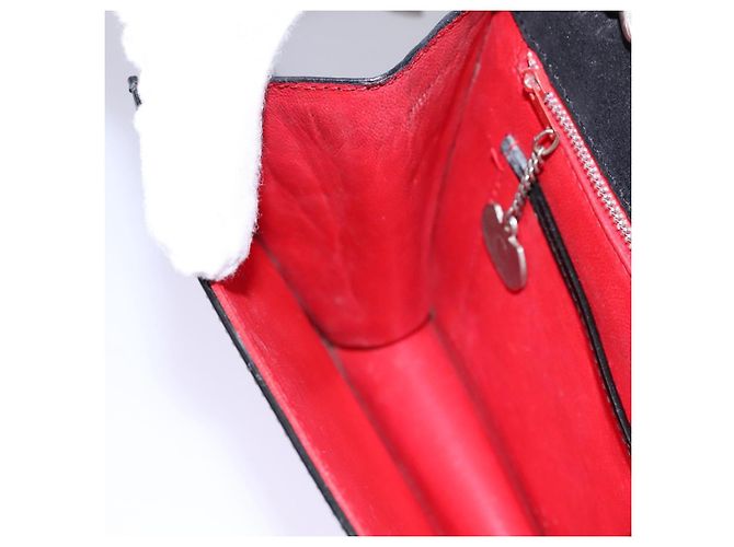 Céline Borsa a Spalla CELINE Chain Smalto Nero Argento Auth ar13323 - vista 24