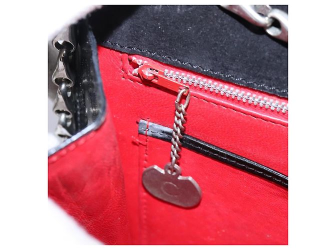 Céline Borsa a Spalla CELINE Chain Smalto Nero Argento Auth ar13323 - vista 25