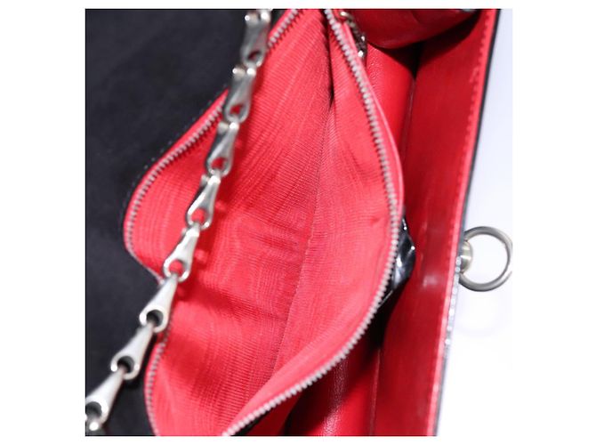 Céline Borsa a Spalla CELINE Chain Smalto Nero Argento Auth ar13323 - vista 26
