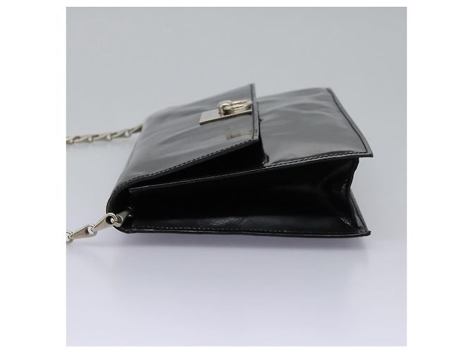 Céline Borsa a Spalla CELINE Chain Smalto Nero Argento Auth ar13323 - vista 3