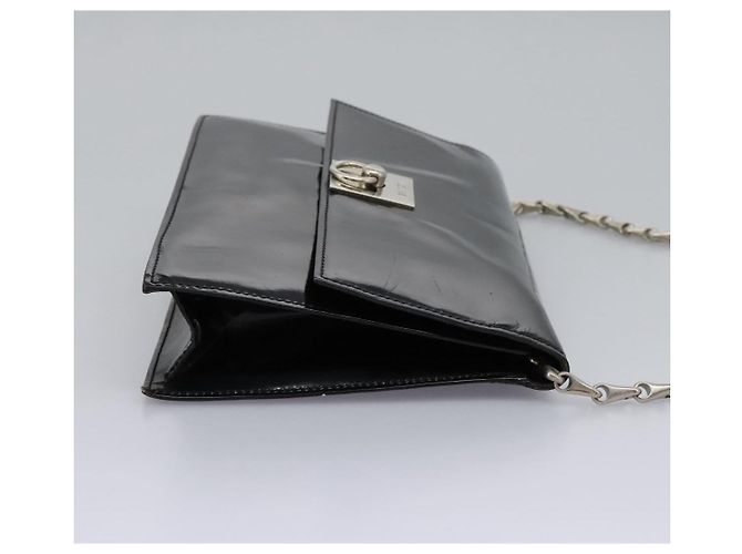 Céline Borsa a Spalla CELINE Chain Smalto Nero Argento Auth ar13323 - vista 4