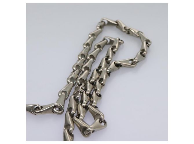 Céline Borsa a Spalla CELINE Chain Smalto Nero Argento Auth ar13323 - vista 8