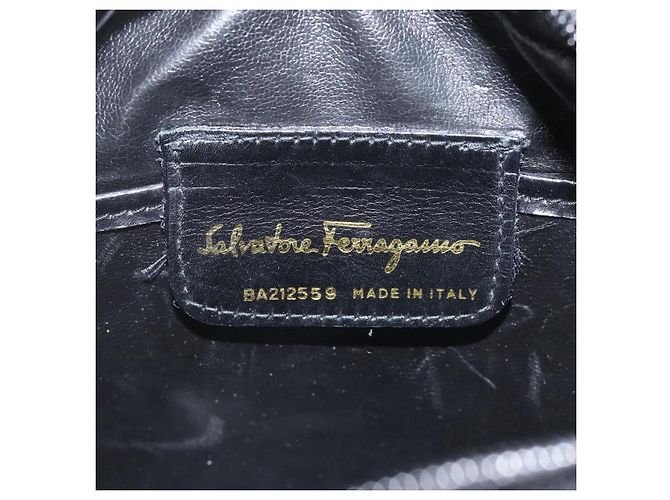 Borsa a Spalla Vala in Pelle Nera e Oro Salvatore Ferragamo Auth am7884 - vista 12