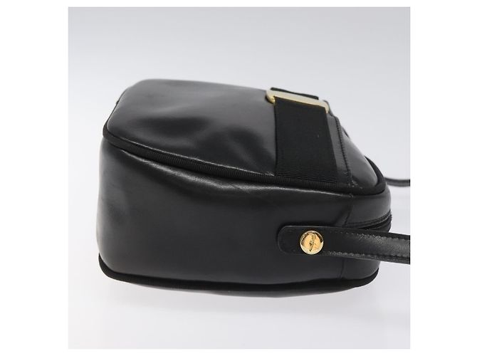 Borsa a Spalla Vala in Pelle Nera e Oro Salvatore Ferragamo Auth am7884 - vista 3