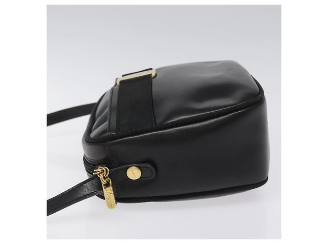 Borsa a Spalla Vala in Pelle Nera e Oro Salvatore Ferragamo Auth am7884 - vista 4