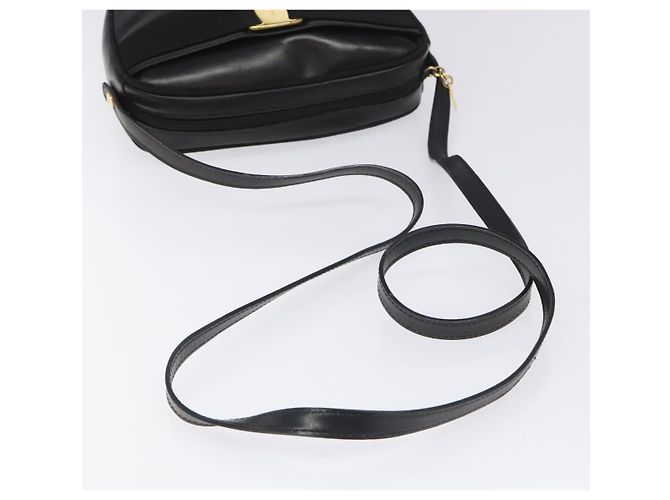 Borsa a Spalla Vala in Pelle Nera e Oro Salvatore Ferragamo Auth am7884 - vista 7