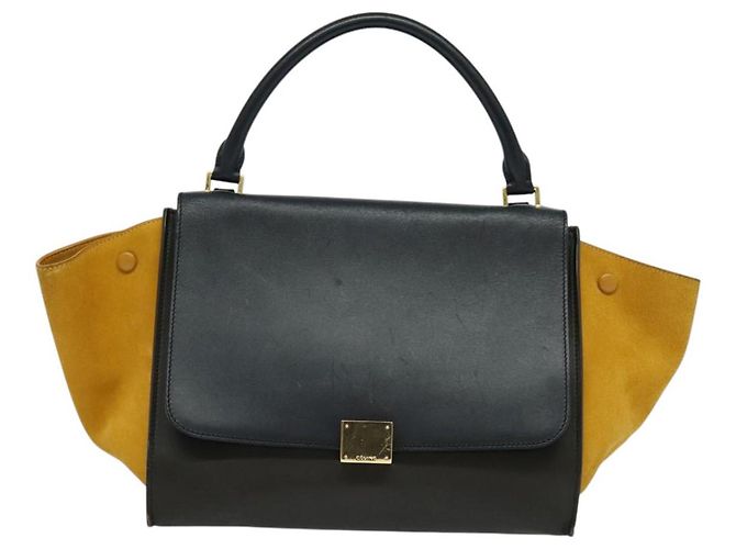 Céline CELINE Borsa Trapeze in pelle 2 in 1 Blu Navy Oro Auth BA400 D'oro - vista 13