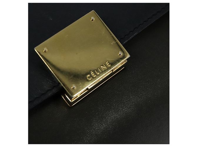 Céline CELINE Borsa Trapeze in pelle 2 in 1 Blu Navy Oro Auth BA400 D'oro - vista 18