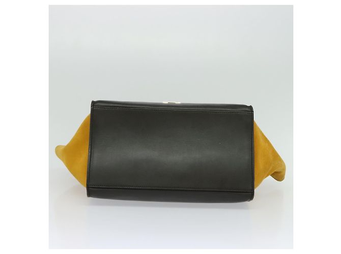 Céline CELINE Borsa Trapeze in pelle 2 in 1 Blu Navy Oro Auth BA400 D'oro - vista 5