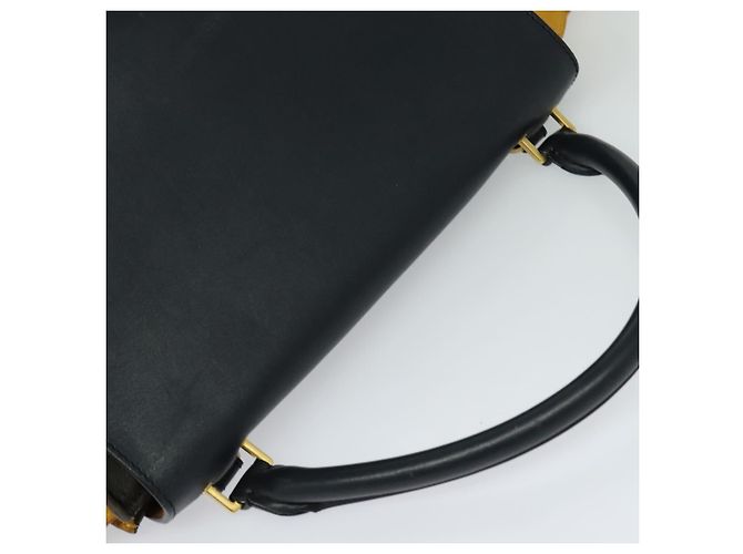 Céline CELINE Borsa Trapeze in pelle 2 in 1 Blu Navy Oro Auth BA400 D'oro - vista 6