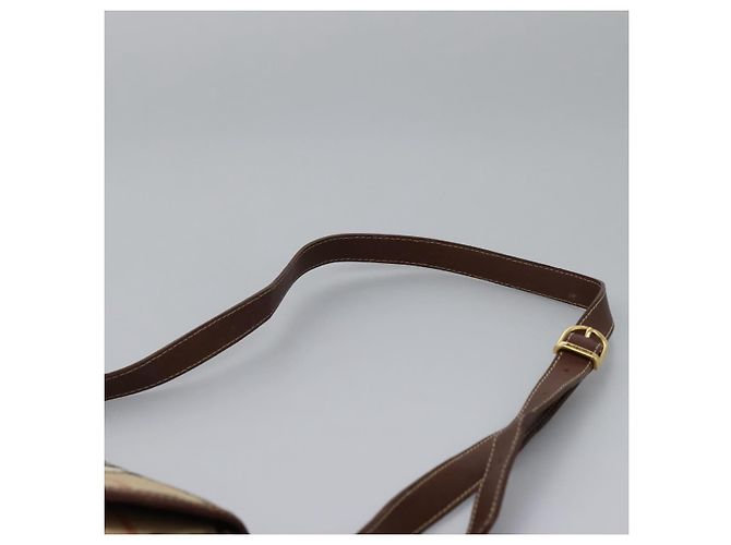 Autre Marque Borsa a spalla Burberrys Nova Check in PVC pelle beige marrone oro Auth BD093 D'oro - vista 14