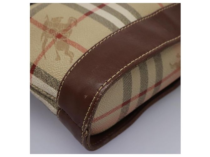 Autre Marque Borsa a spalla Burberrys Nova Check in PVC pelle beige marrone oro Auth BD093 D'oro - vista 15