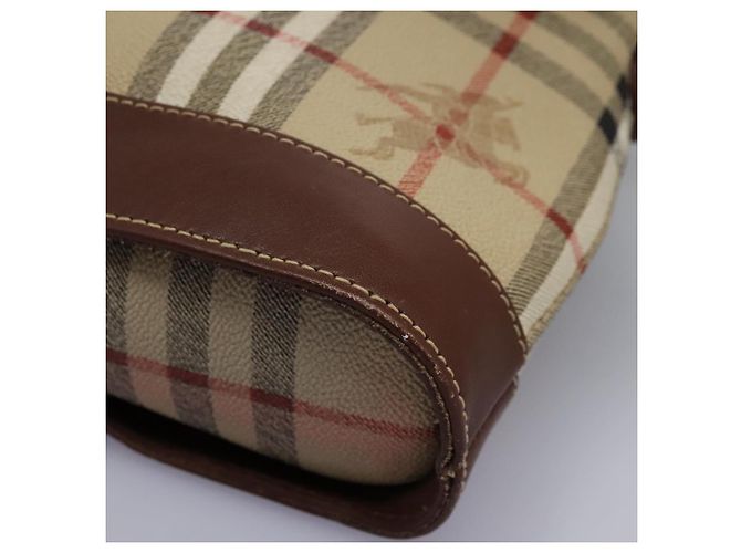 Autre Marque Borsa a spalla Burberrys Nova Check in PVC pelle beige marrone oro Auth BD093 D'oro - vista 16