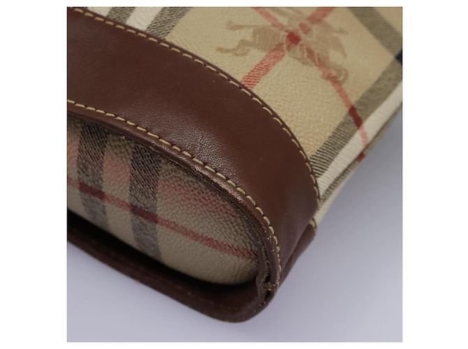 Autre Marque Borsa a spalla Burberrys Nova Check in PVC pelle beige marrone oro Auth BD093 D'oro - vista 17