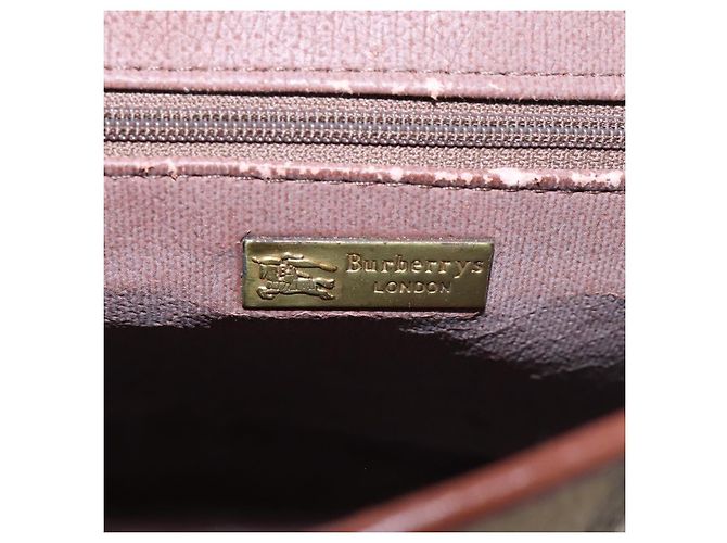 Autre Marque Borsa a spalla Burberrys Nova Check in PVC pelle beige marrone oro Auth BD093 D'oro - vista 19