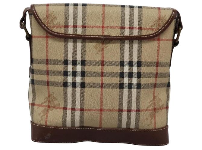 Autre Marque Borsa a spalla Burberrys Nova Check in PVC pelle beige marrone oro Auth BD093 D'oro - vista 2