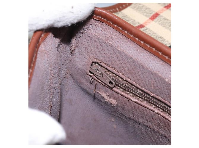 Autre Marque Borsa a spalla Burberrys Nova Check in PVC pelle beige marrone oro Auth BD093 D'oro - vista 22