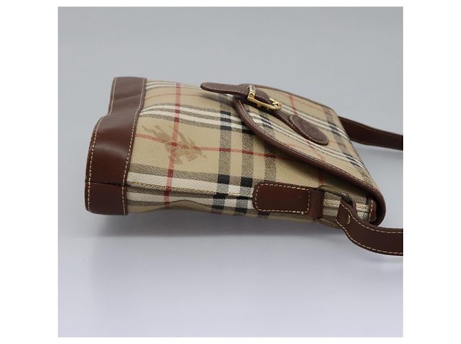 Autre Marque Borsa a spalla Burberrys Nova Check in PVC pelle beige marrone oro Auth BD093 D'oro - vista 4
