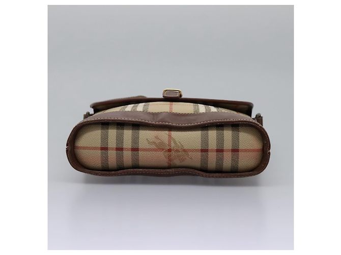 Autre Marque Borsa a spalla Burberrys Nova Check in PVC pelle beige marrone oro Auth BD093 D'oro - vista 5