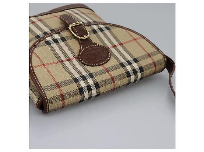 Autre Marque Borsa a spalla Burberrys Nova Check in PVC pelle beige marrone oro Auth BD093 D'oro - vista 6
