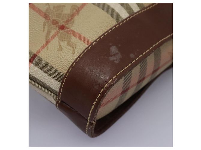 Autre Marque Borsa a spalla Burberrys Nova Check in PVC pelle beige marrone oro Auth BD093 D'oro - vista 9