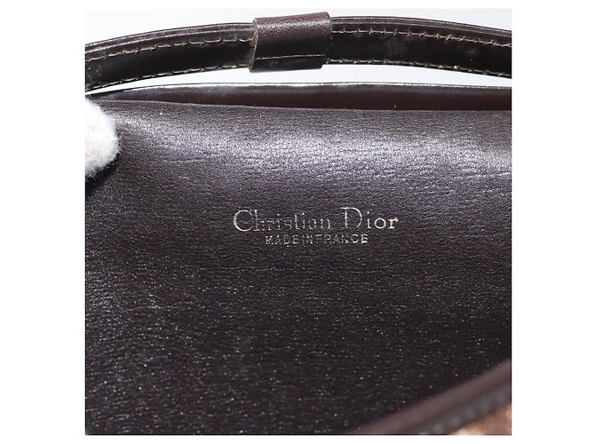 Borsa a spalla in tela Trotter Christian Dior marrone Auth BD219 - vista 10