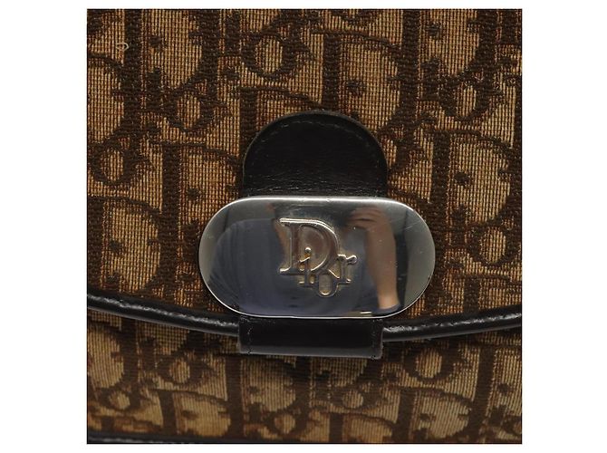 Borsa a spalla in tela Trotter Christian Dior marrone Auth BD219 - vista 18