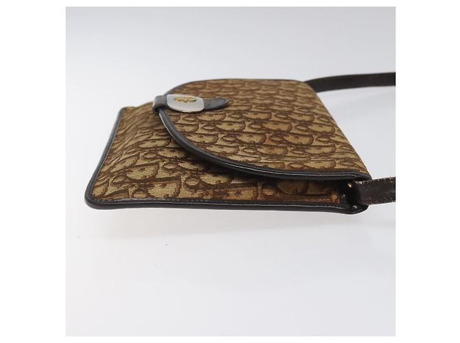 Borsa a spalla in tela Trotter Christian Dior marrone Auth BD219 - vista 3