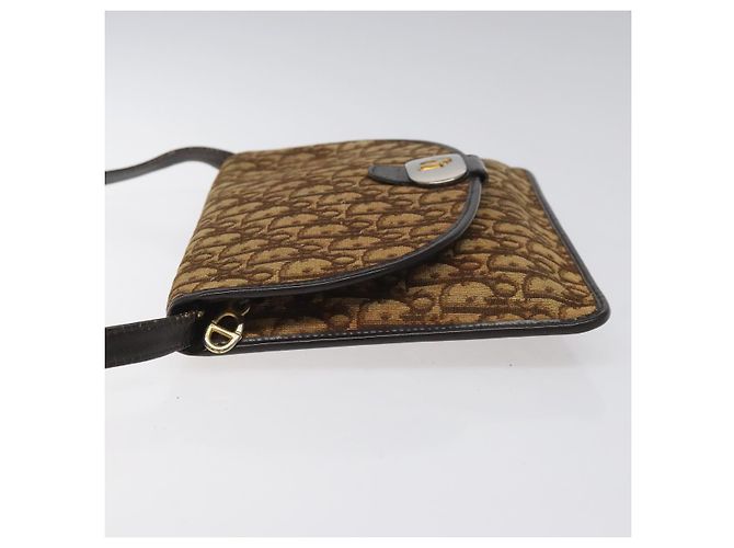 Borsa a spalla in tela Trotter Christian Dior marrone Auth BD219 - vista 4