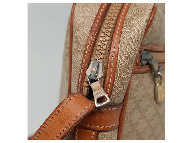 Céline Borsa a spalla in tela Macadam CELINE PVC beige oro Auth bs23175 D'oro - vista 10